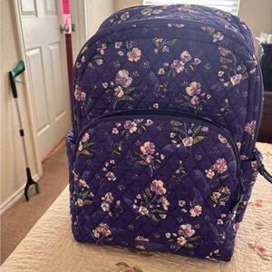 Vera  Bradley Large Floral Purple Quilted Backpack